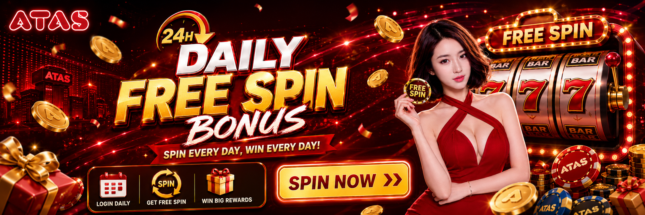 ATAS Daily Free Spin Bonus — deposit RM30 for unlimited wheel spins